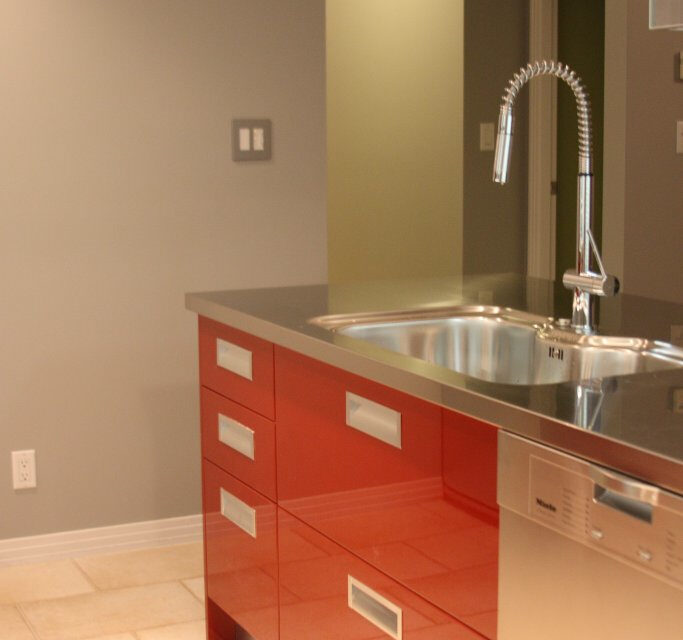 The same kitchen after new doors were fitted: Thermofoil to Painted, Vancouver